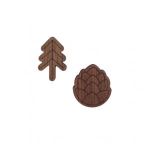 Wooden brooch 2 in 1 Brooch Cone + Tree