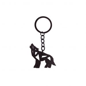 Black Walking Wolf Keyring