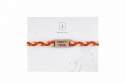 Neon knitted bracelet with wooden detail