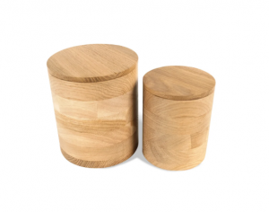 Round wooden container with seal