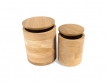 Round wooden container with seal
