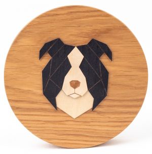 Solid Wood Border Collie Decoration