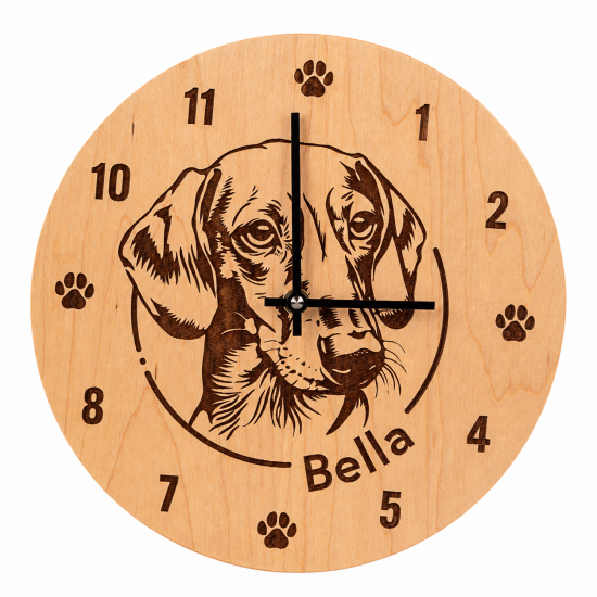 Custom Wooden Clock with Dog Breed and Name Custom Wooden Clock with Dog Breed and Name