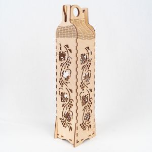 Wooden Wine Box with Vine Motif