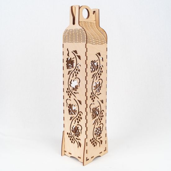 Wooden Wine Box with Vine Motif Wooden Wine Box with Vine Motif