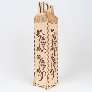 Wooden Wine Box with Grape Motif