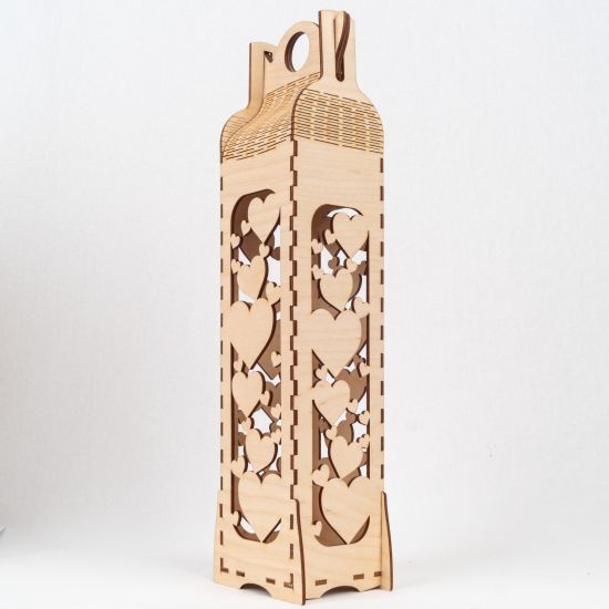 Wooden Wine Box with Hearts Wooden Wine Box with Hearts