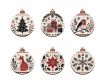Wooden Christmas Ball Ornaments with Scandinavian Motifs – Set of 6