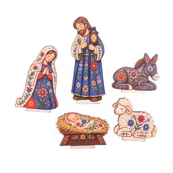 Folk Nativity Scene – Figurine Set for a Modular Wooden Candle Holder Folk Nativity Scene – Figurine Set for a Modular Wooden Candle Holder